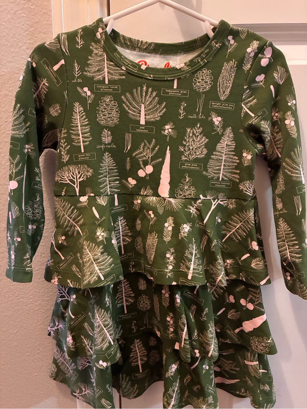 Kids Green Botanical Print dress 100% cotton Piccolina